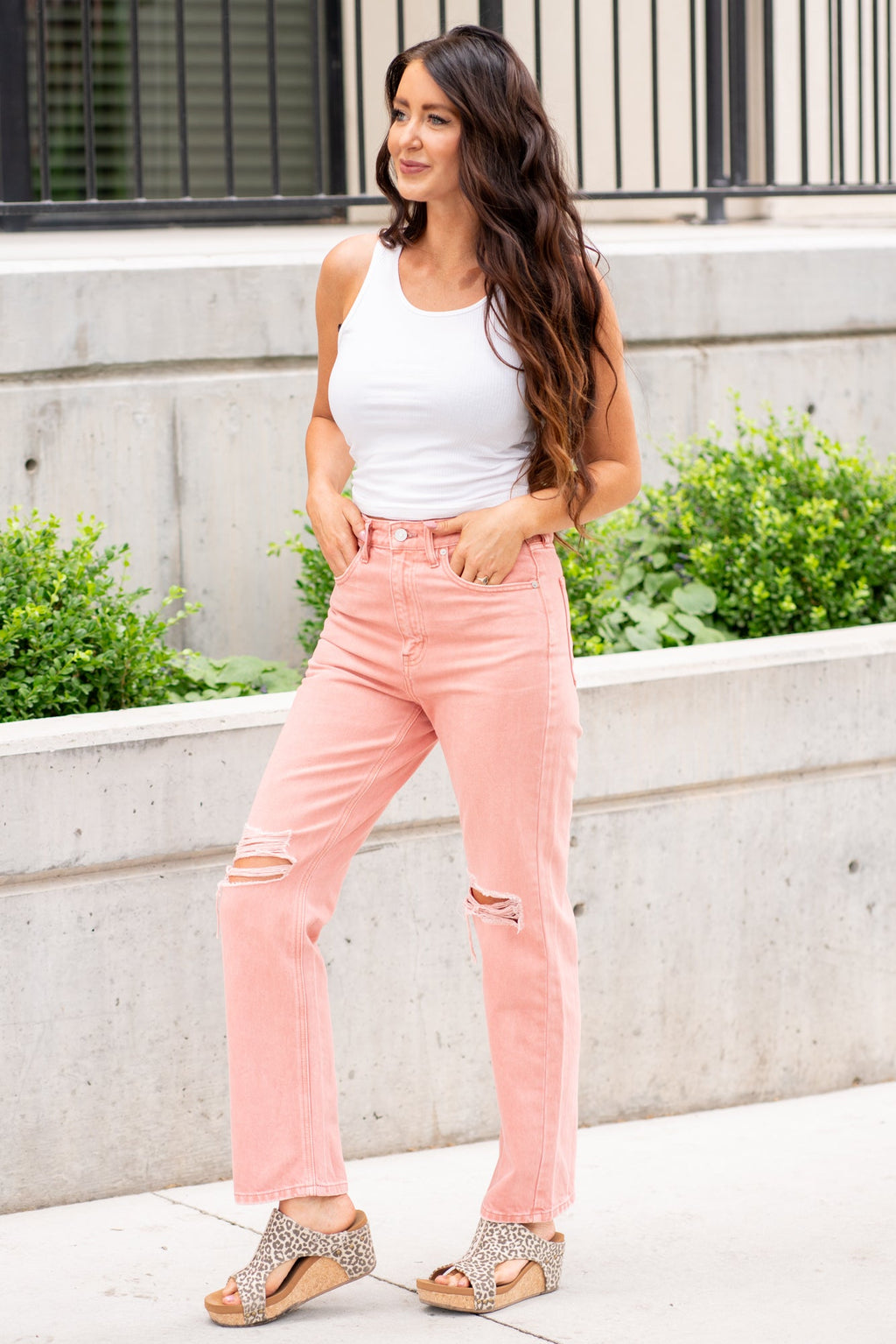 KanCan Coral Ultra High Rise Distressed Straight Leg