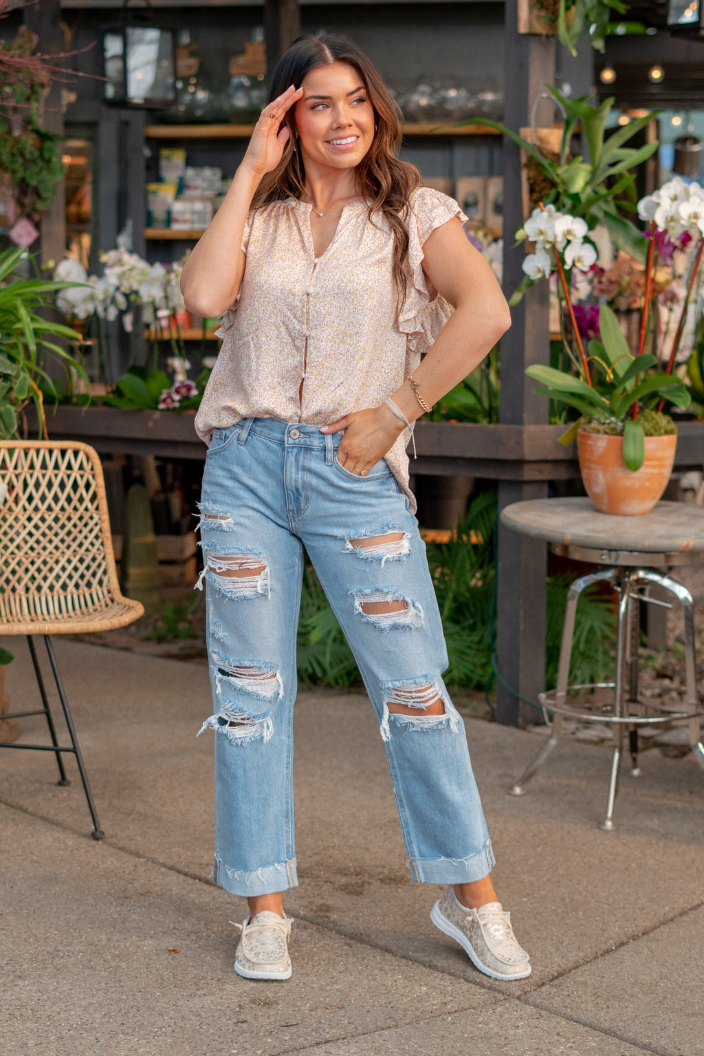 KanCan Candace Mid Rise Ripped Boyfriend Jeans Light Blue