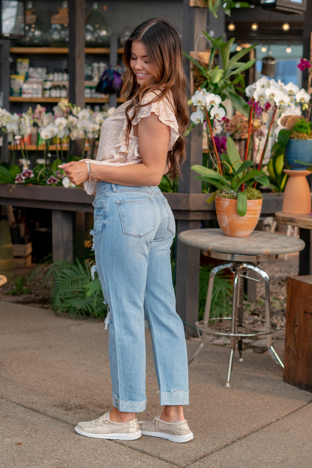 KanCan Candace Mid Rise Ripped Boyfriend Jeans Light Blue