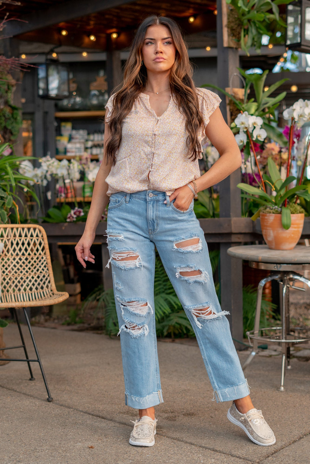 KanCan Candace Mid Rise Ripped Boyfriend Jeans Light Blue