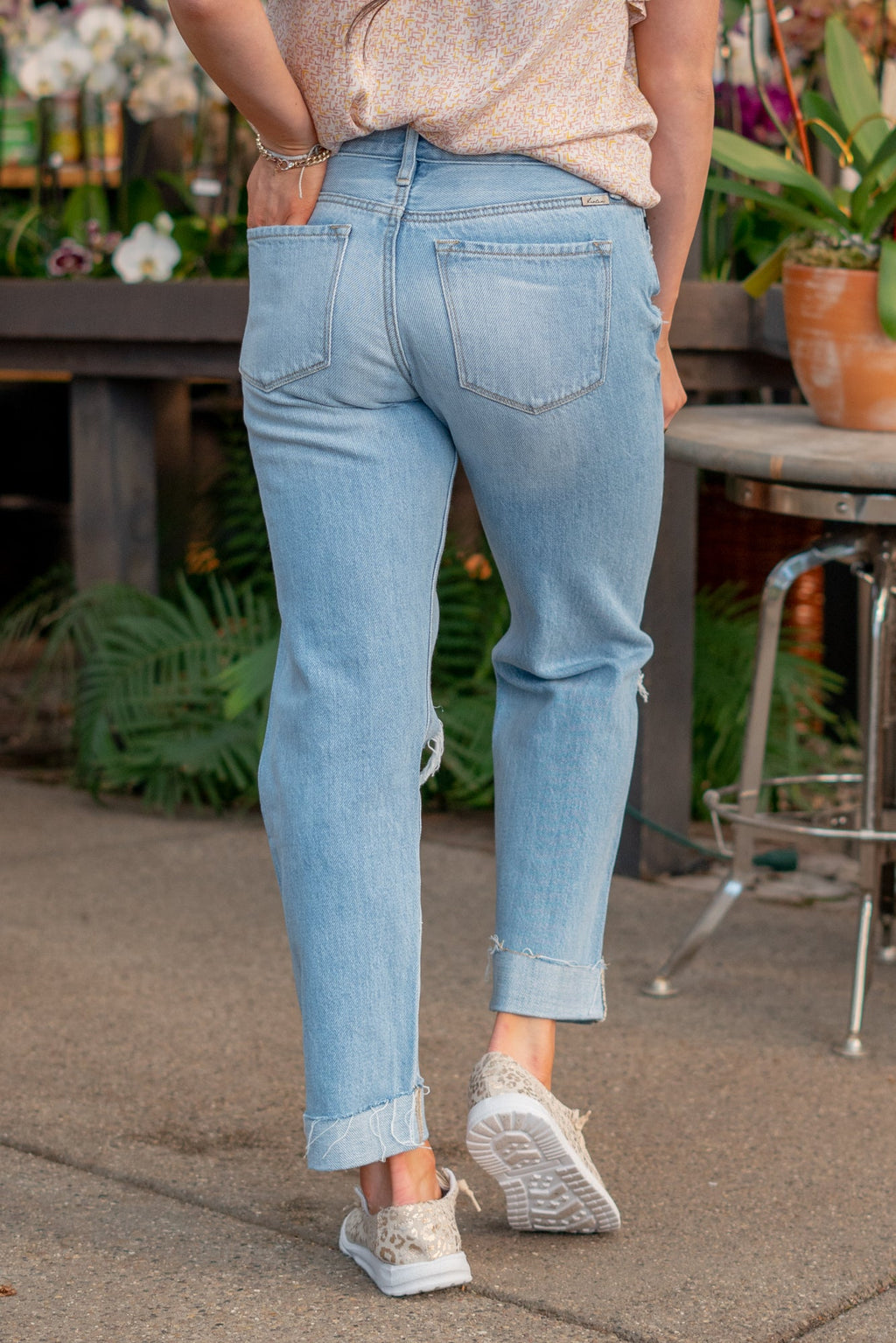 KanCan Candace Mid Rise Ripped Boyfriend Jeans Light Blue