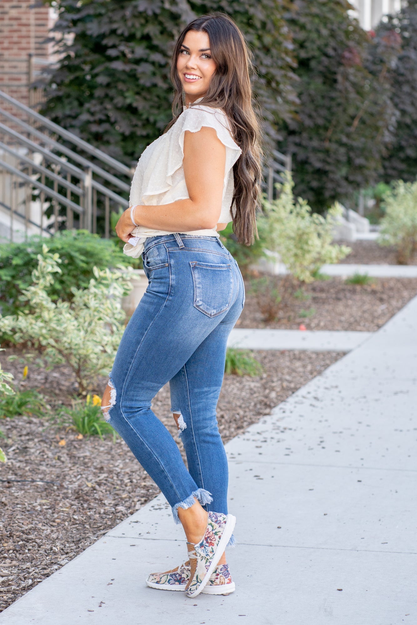 KanCan Mesa High Rise Fray Hem Ankle Skinny