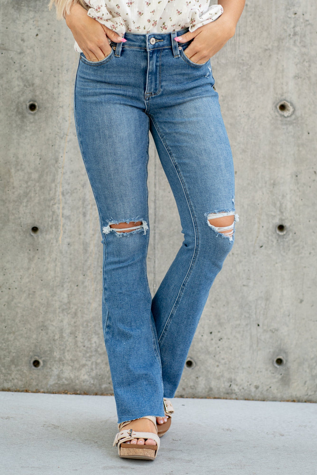 KanCan Meadow High Rise Distressed Boot Cut Regular & Plus Sizes