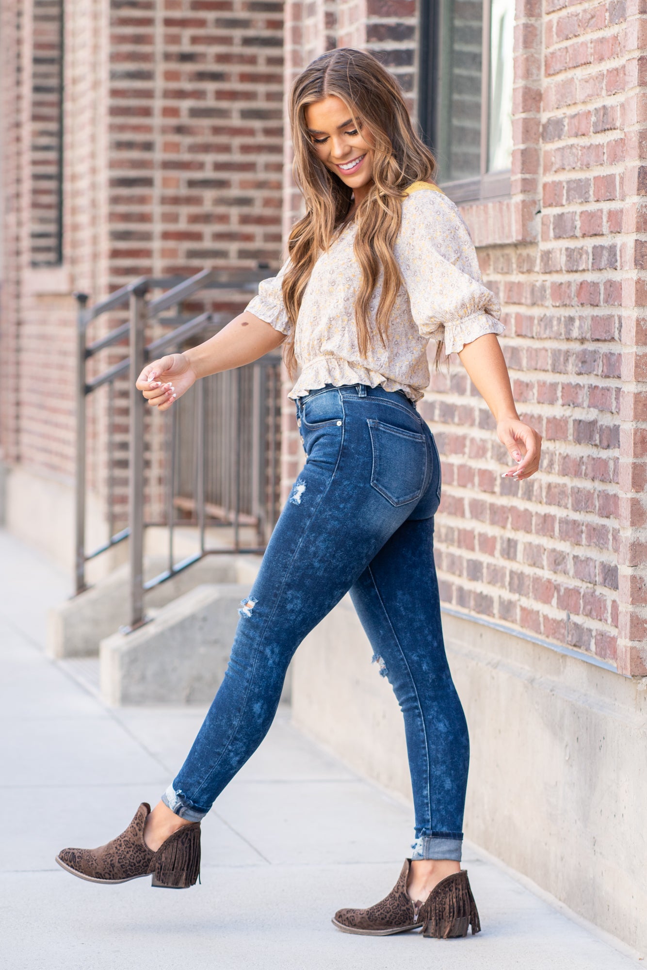 KanCan Knoxville High Rise Button Fly Ankle Skinny Jeans Dark Blue Wash