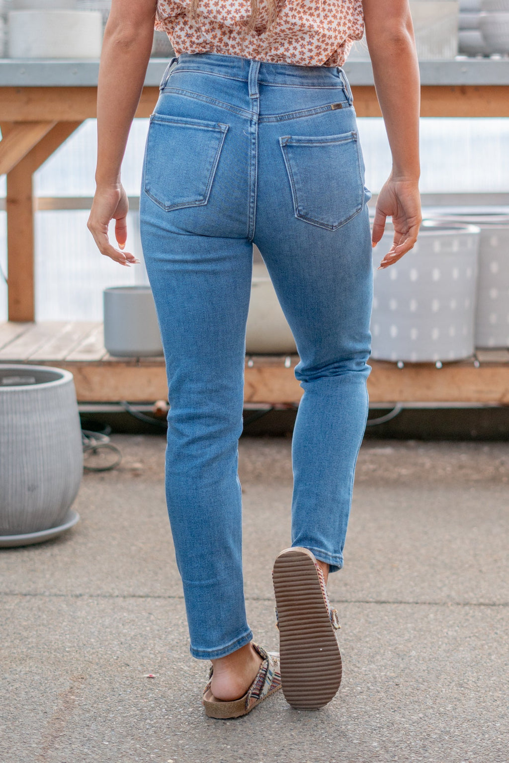 KanCan Natasha High Rise Slim Straight Leg Jeans Medium Blue Wash