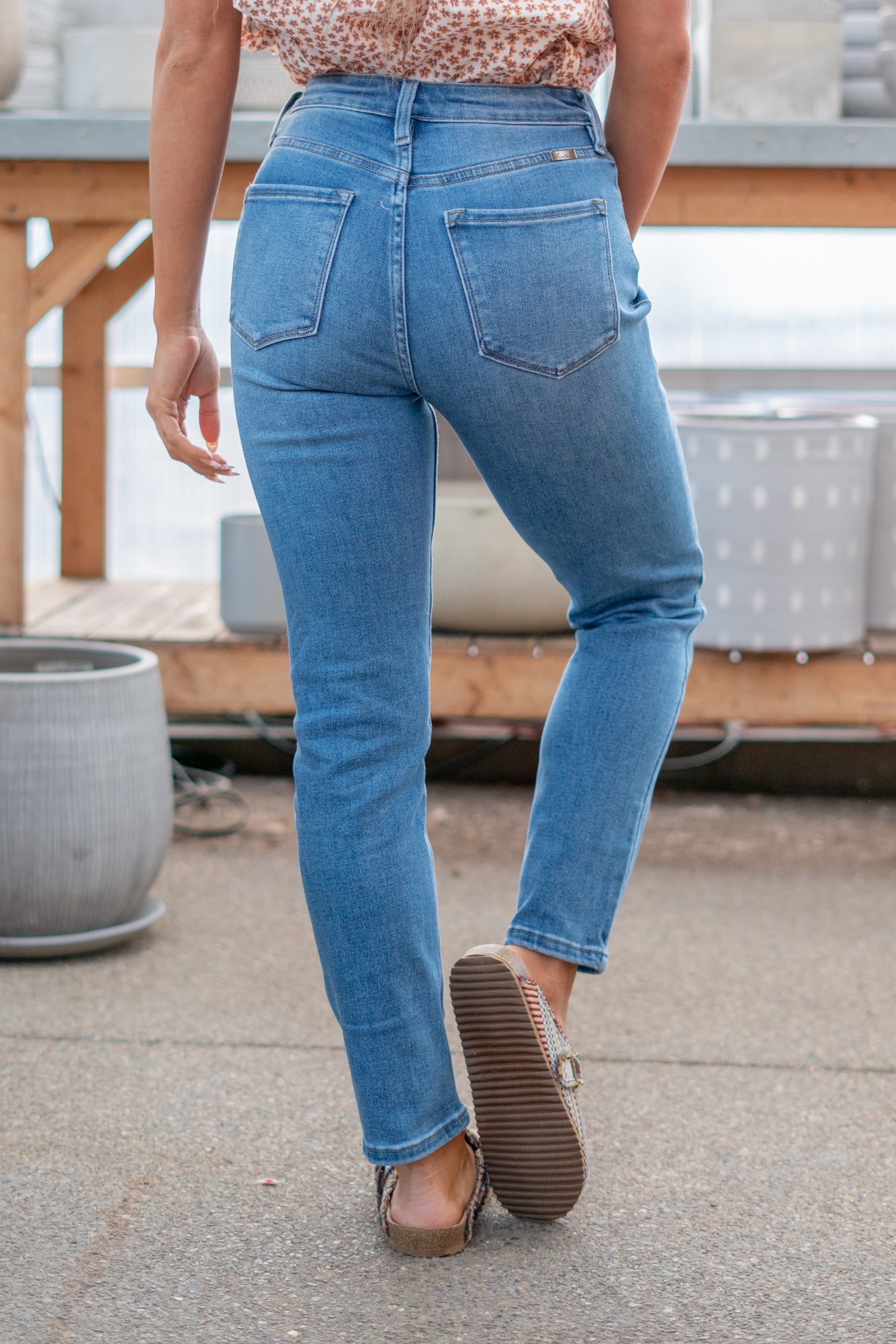 KanCan Natasha High Rise Slim Straight Leg Jeans Medium Blue Wash