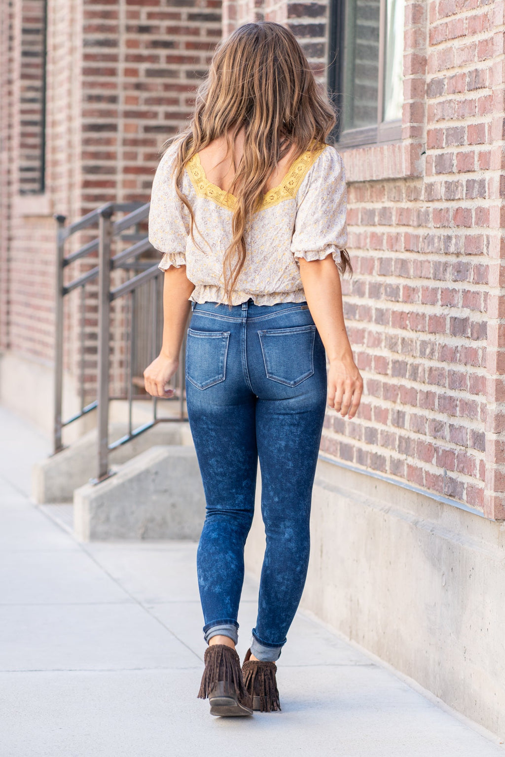 KanCan Knoxville High Rise Button Fly Ankle Skinny Jeans Dark Blue Wash