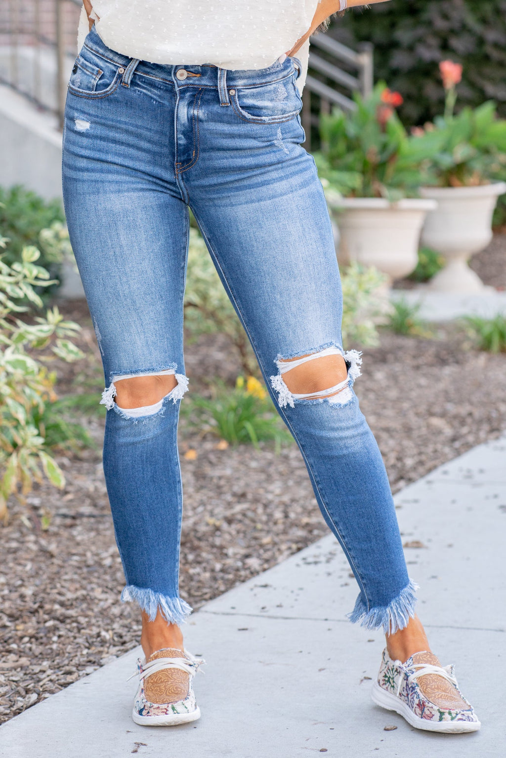 KanCan Mesa High Rise Fray Hem Ankle Skinny