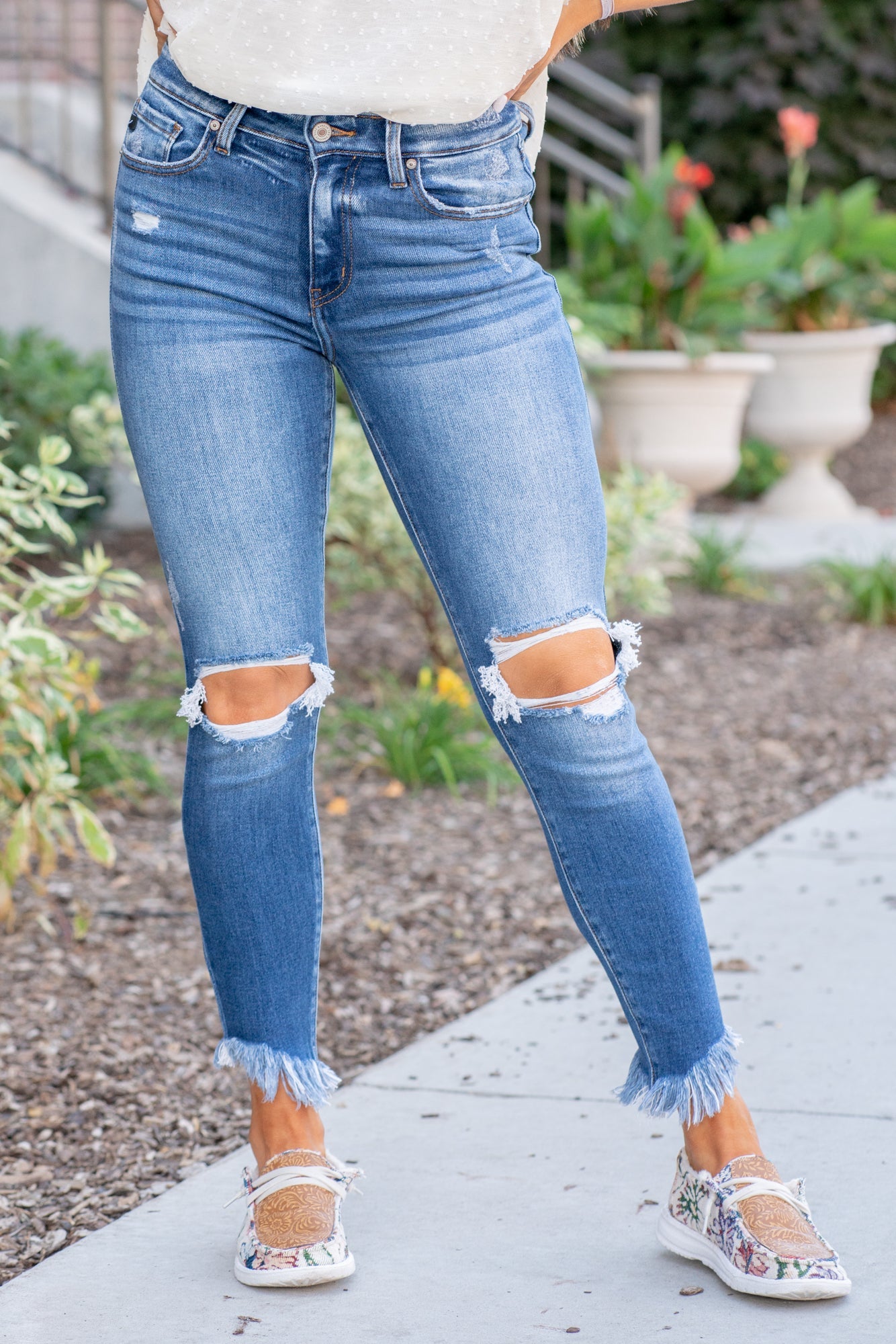 KanCan Mesa High Rise Fray Hem Ankle Skinny