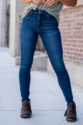 KanCan Jeans  KanCan Stretch Level: Stretchy Color: Dark Wash Cut: Skinny, 29.5" Inseam* Rise: High-Rise, 9.75" Front Rise* 67% COTTON, 25% POLYESTER, 7% RAYON, 1% SPANDEX Stitching: Classic Fly: Zipper Style #: KC7092HD *Measured on the smallest size, measurements may vary by size.  Contact us for any additional measurements or sizing.