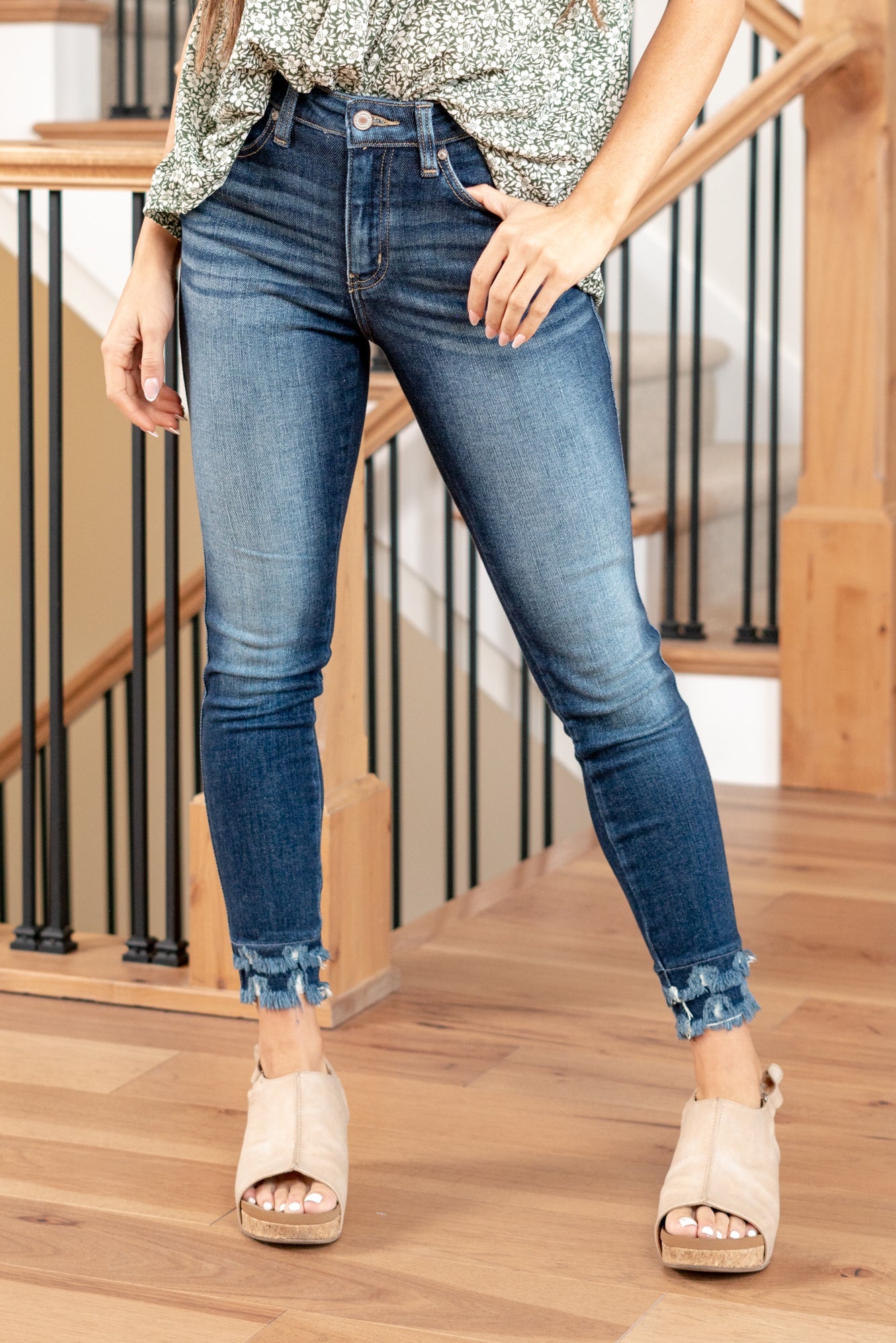 Kathy Double Fringe Hem High Rise Skinny
