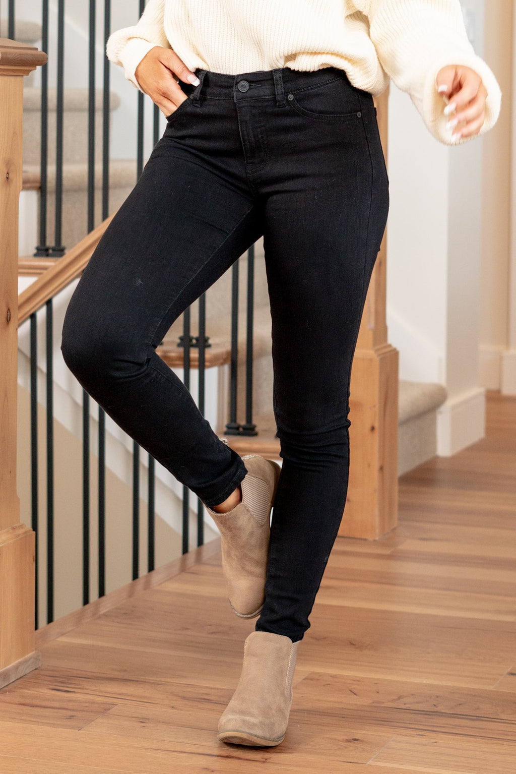 KanCan Nadia Mid Rise Super Skinny Jeans Black