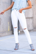 KanCan Jeans Collection: Spring 2021 Color: White Cut: Ankle Skinny, 30" Inseam Rise: High-Rise, 9.5" Front Rise COTTON 67.1% POLYESTER 31.8% SPANDEX 1.1% Stitching: Classic Fly: Zipper Style #: KC6008WT Contact us for any additional measurements or sizing. 