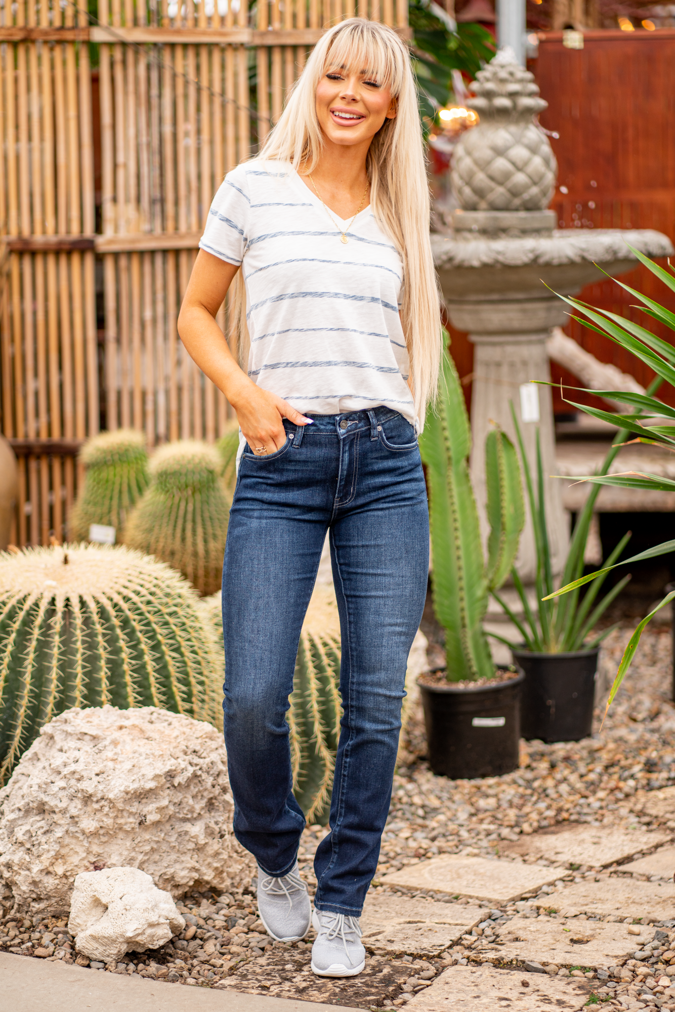 KanCan Jeans  KanCan Stretch Level: Stretchy  Color: Dark Blue Cut: Boot Cut, 32" Inseam* Rise: High-Rise, 10" Front Rise* 68% COTTON, 30% POLYESTER, 2%SPANDEX Stitching: Classic  Fly: Zipper Style #: KC8683D  Contact us for any additional measurements or sizing.  *Measured on the smallest size, measurements may vary by size.