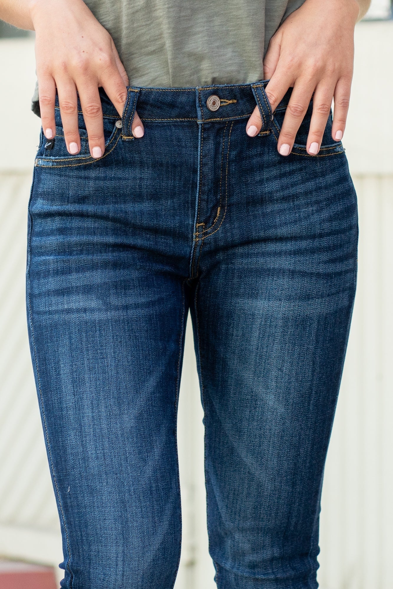 KanCan Kendra Mid Rise Skinny Jeans Dark Blue Wash Regular & Plus Sizes