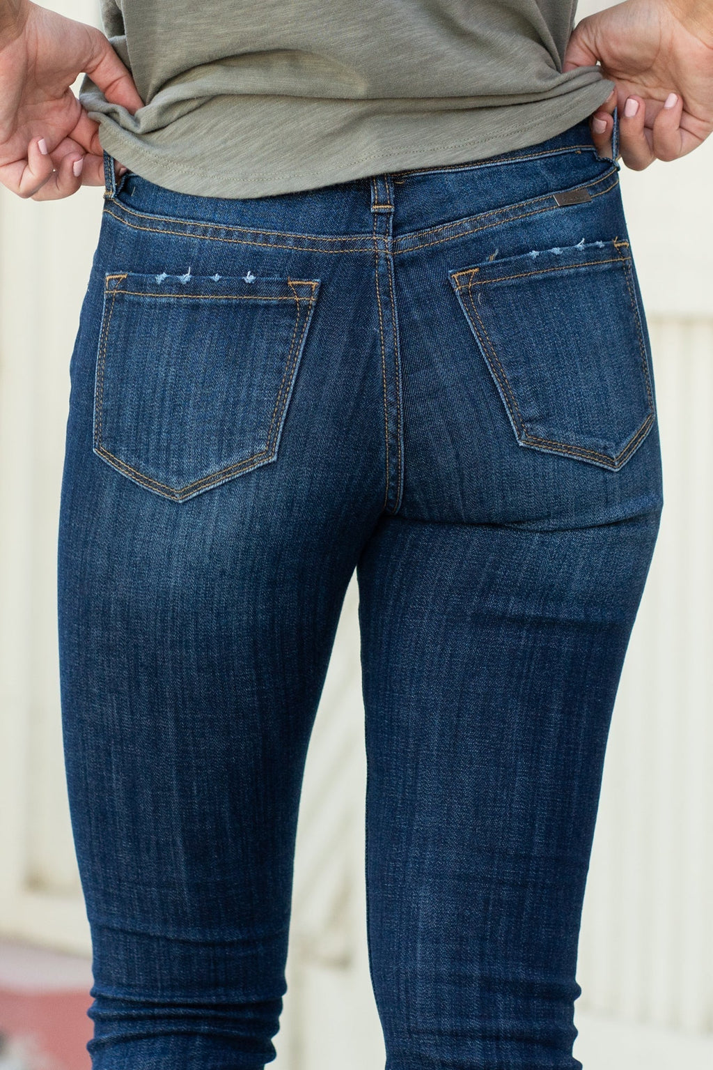 KanCan Kendra Mid Rise Skinny Jeans Dark Blue Wash Regular & Plus Sizes