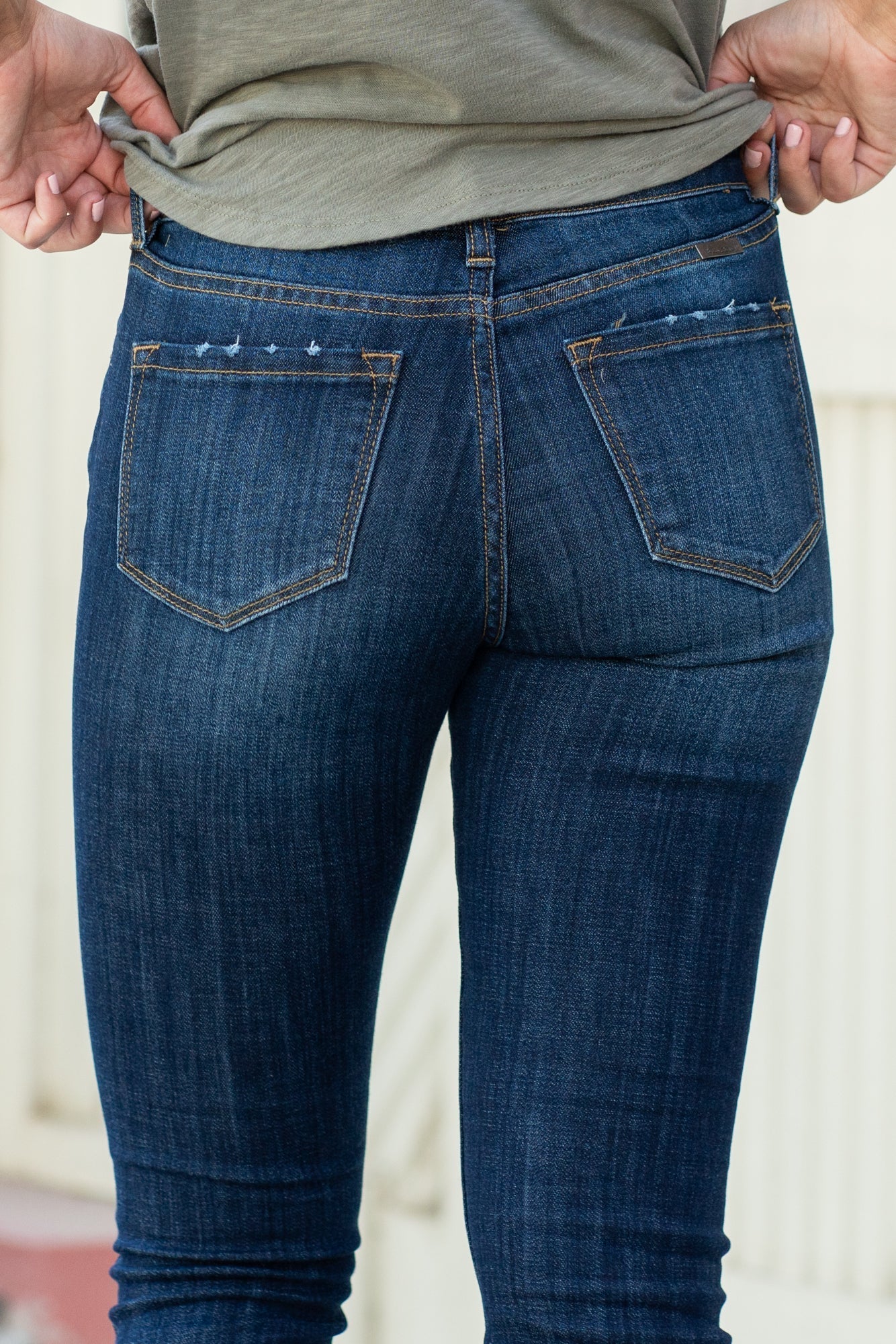 KanCan Kendra Mid Rise Skinny Jeans Dark Blue Wash Regular & Plus Sizes