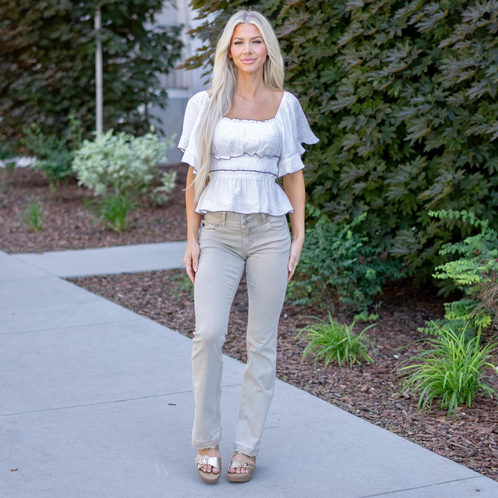 KanCan Clarity Essentials Mid Rise Bootcut Taupe