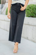 KanCan Victoria Ultra High Rise Cropped Wide Leg Jeans Black