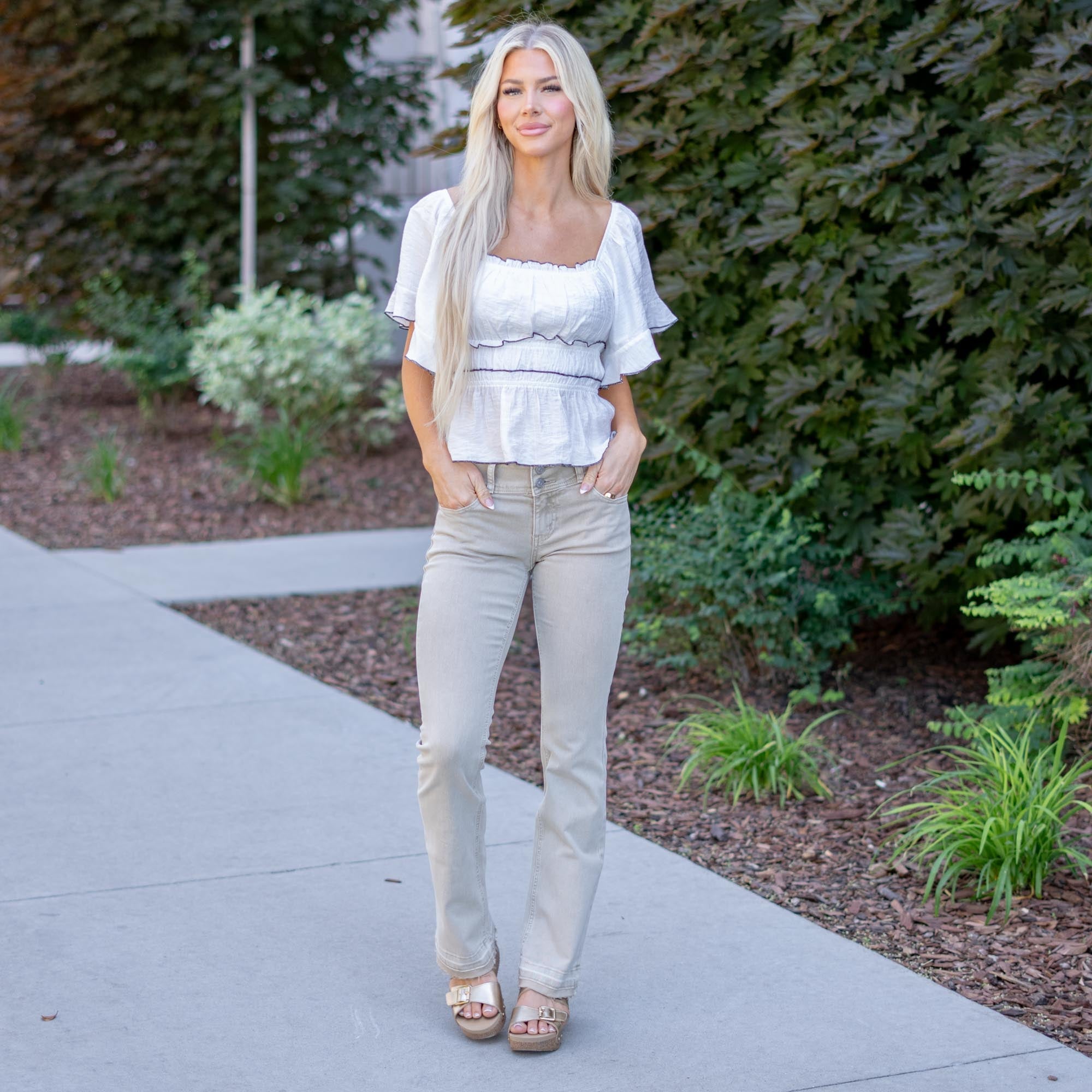 KanCan Clarity Essentials Mid Rise Bootcut Taupe