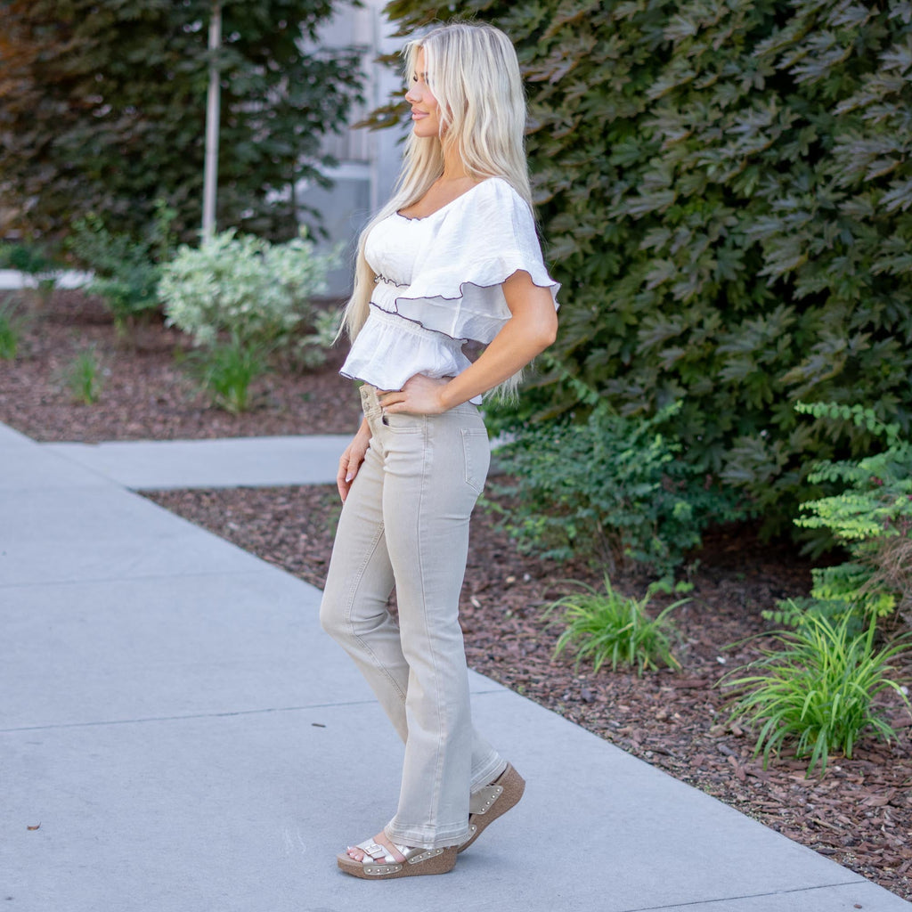 KanCan Clarity Essentials Mid Rise Bootcut Taupe