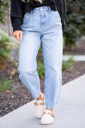 KanCan Rea Ultra High Rise Wide Tapered Fit Jeans Light Blue Wash