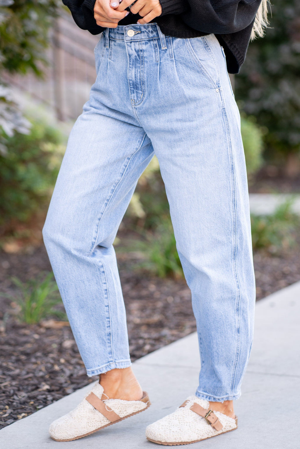 KanCan Rea Ultra High Rise Wide Tapered Fit Jeans Light Blue Wash