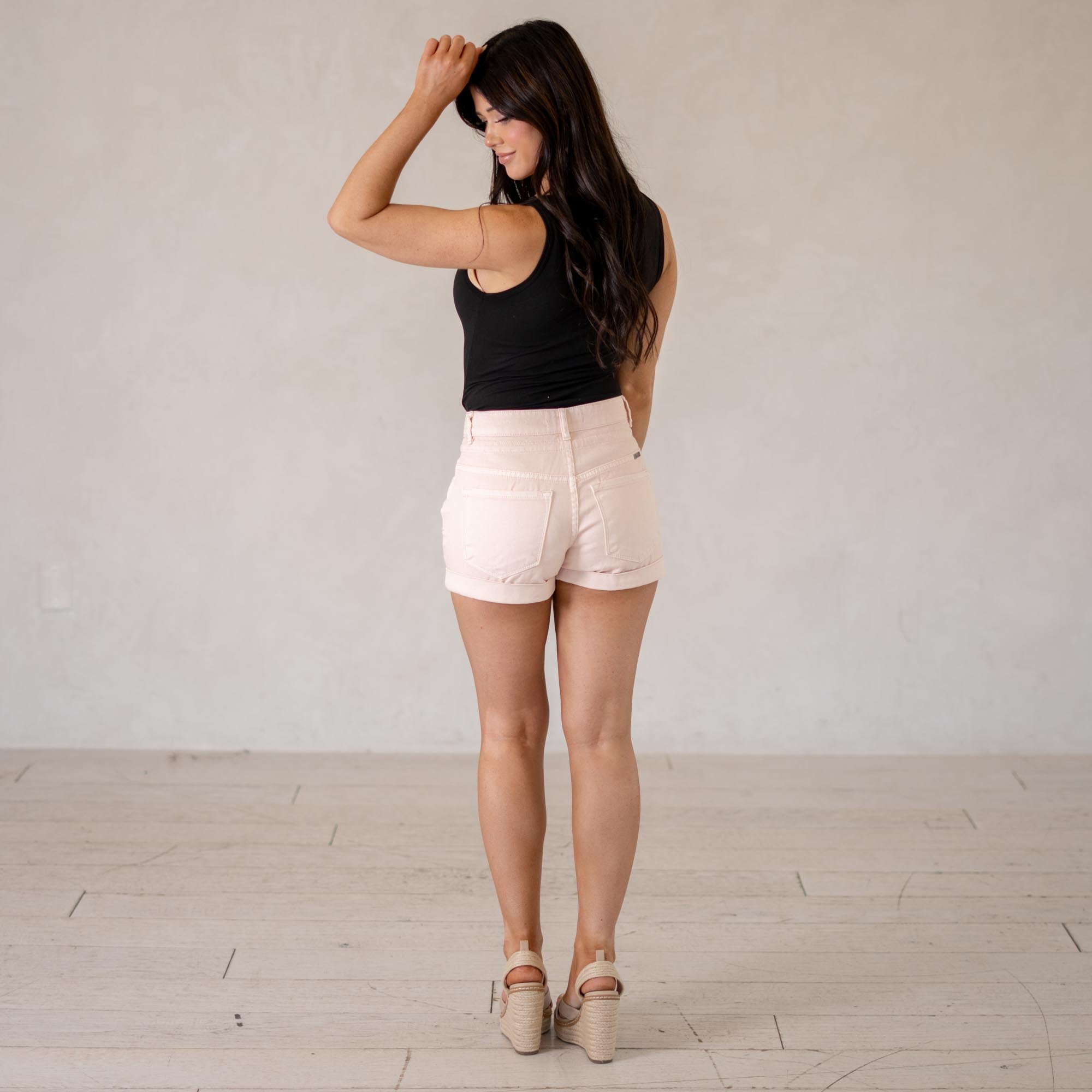 KanCan Azalea High Rise Draw String Shorts Pink
