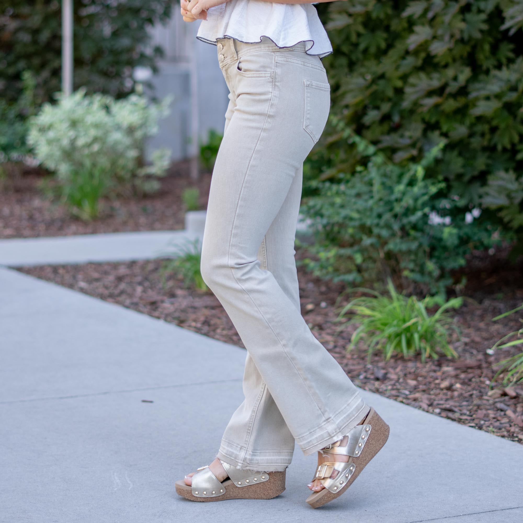 KanCan Clarity Essentials Mid Rise Bootcut Taupe