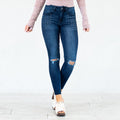 KanCan Kate Studded Mid Rise Ankle Skinny Dark Blue Wash