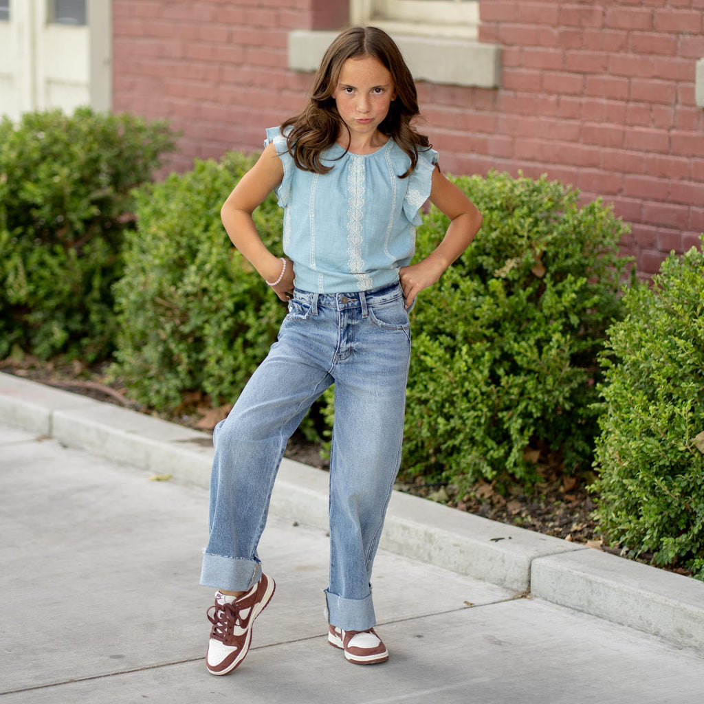Kids Danielle High Rise Cropped Wide Leg