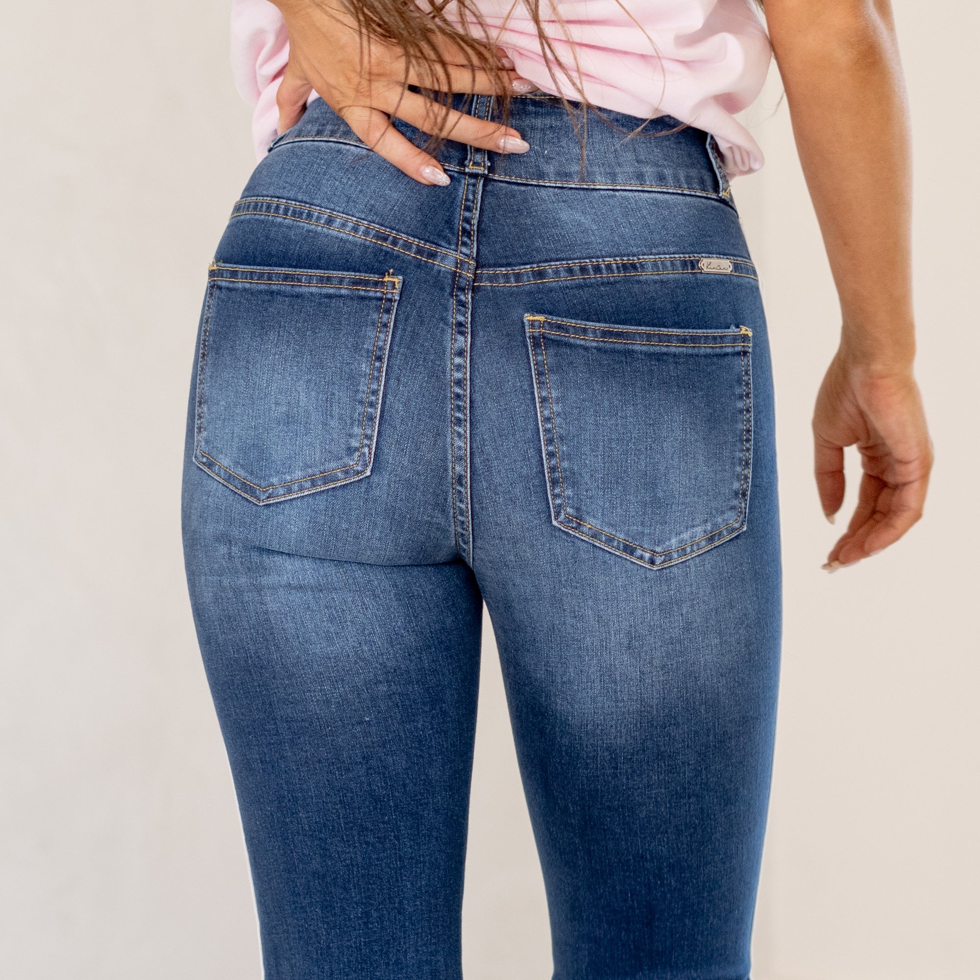 Monique Pearl Cuffed Mid Rise Cropped Skinny