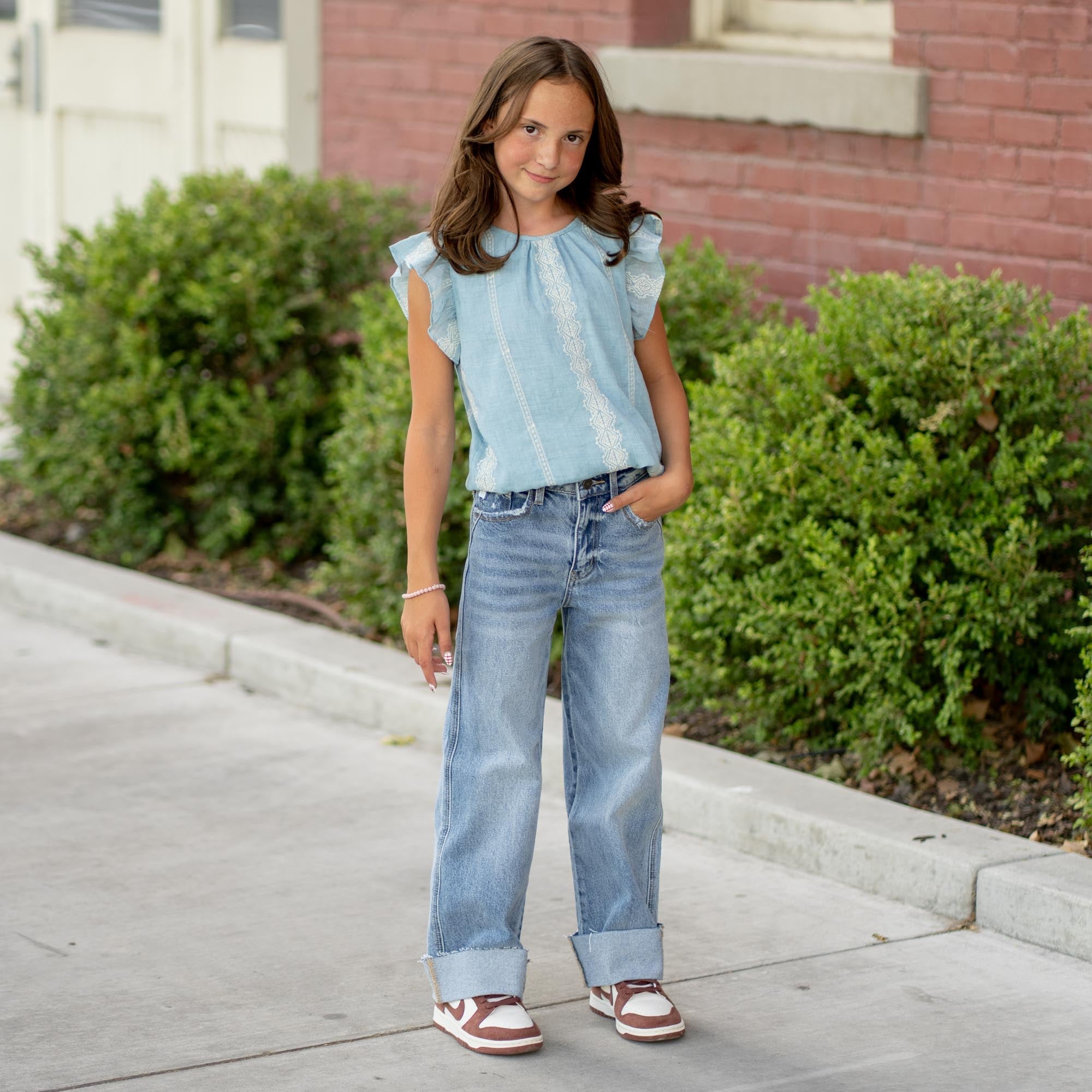 Kids Danielle High Rise Cropped Wide Leg