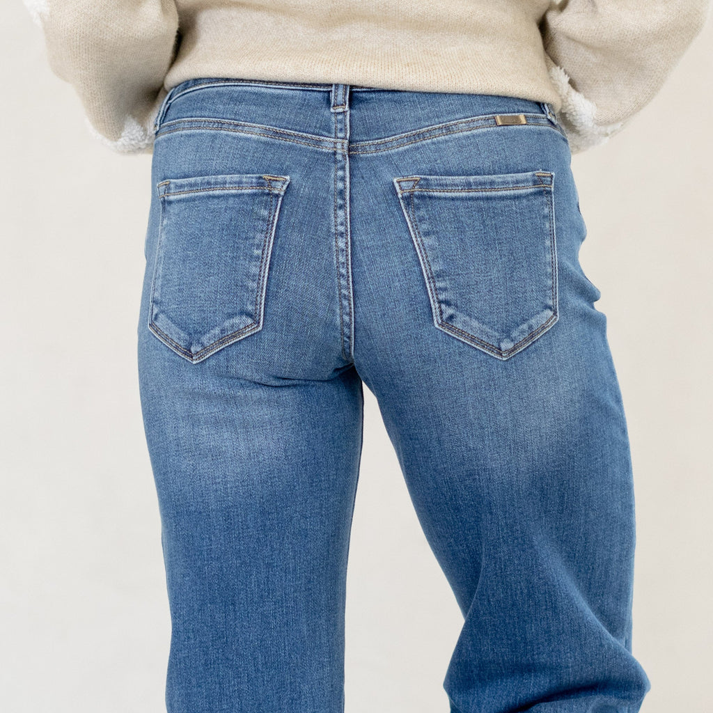KanCan Ivanna High Rise Wide Leg Jeans Medium Blue Wash