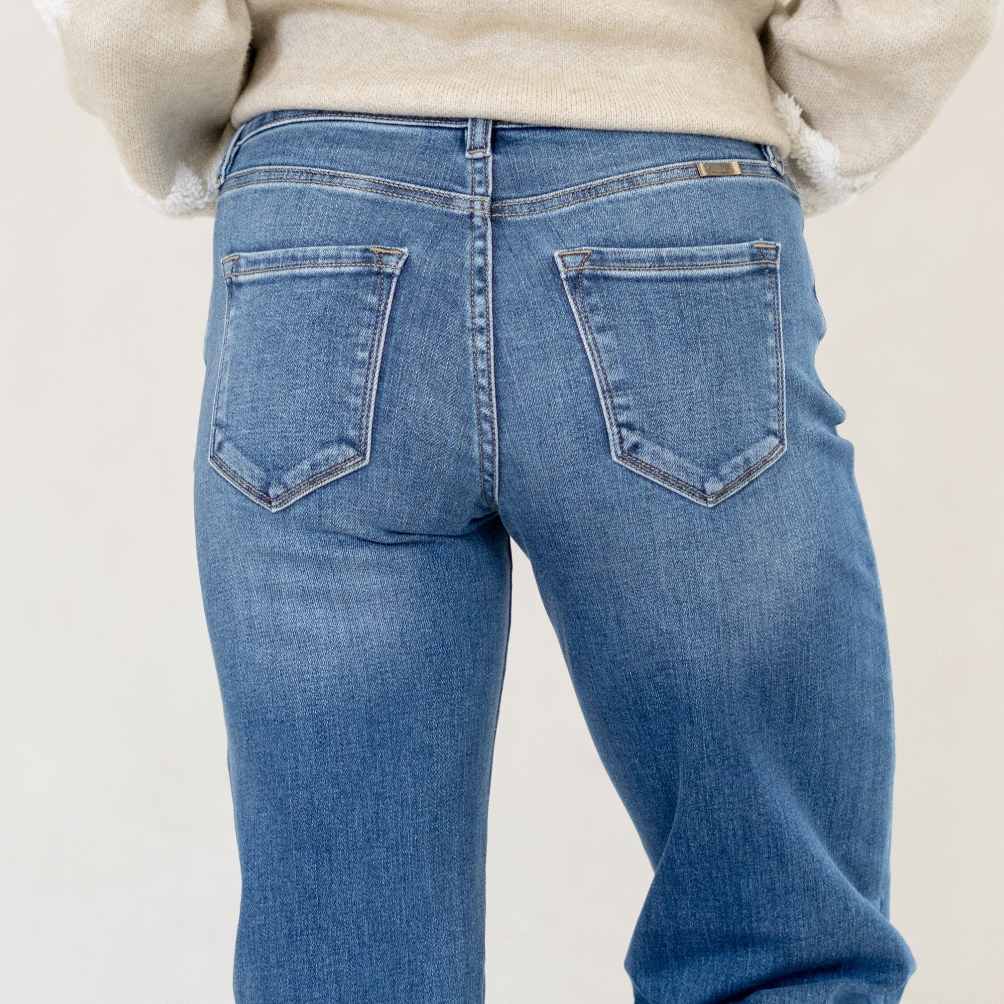 KanCan Ivanna High Rise Wide Leg Jeans Medium Blue Wash
