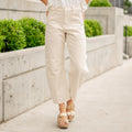 KanCan Serene Low Slung Barrel Pants - 11" Rise - Comfort Stretch Ecru