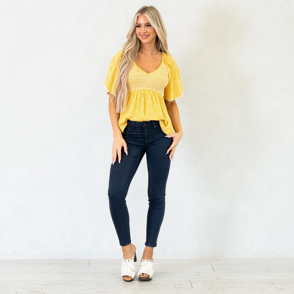 KanCan Mellie High Rise Coated Skinny Jeans Dark Blue Wash