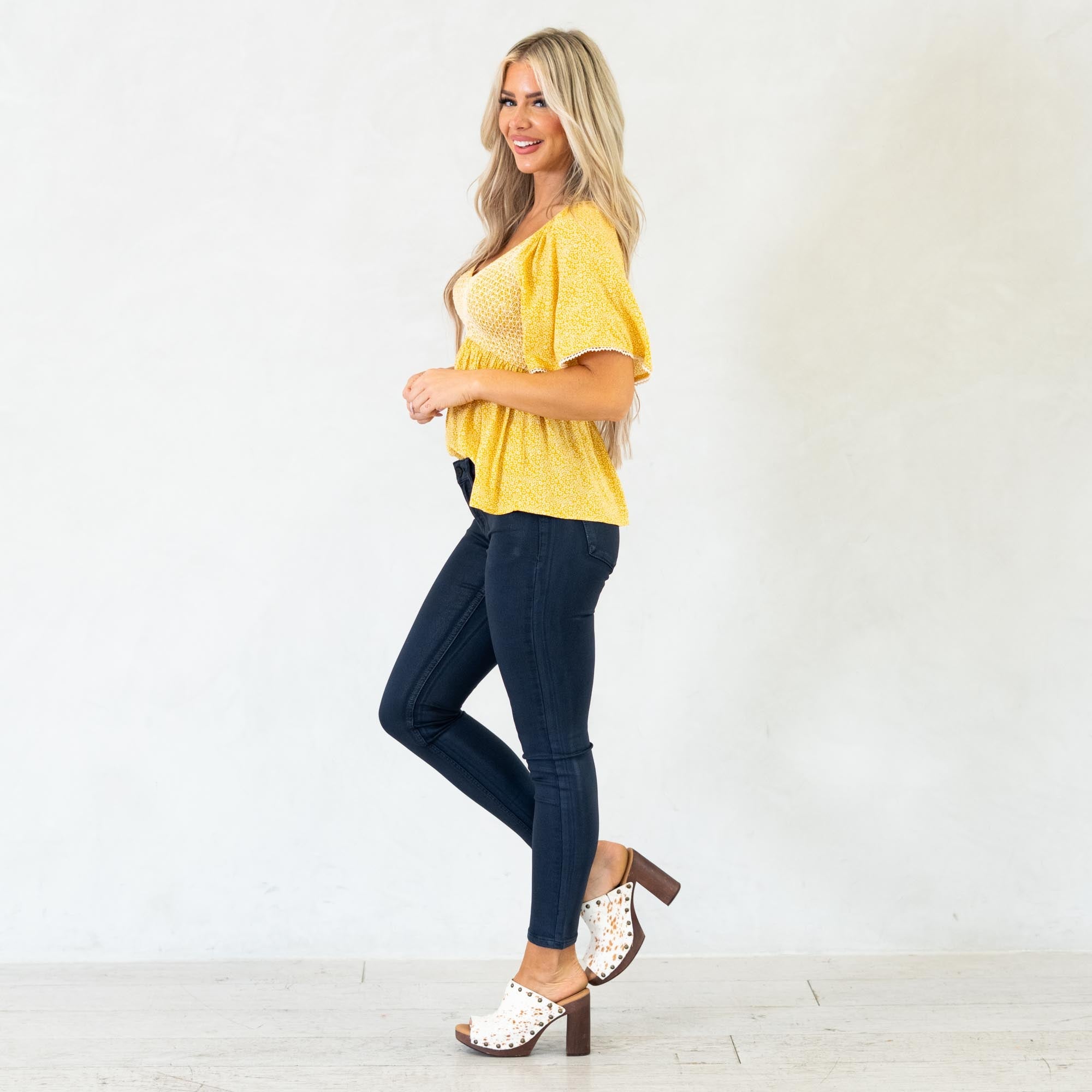 KanCan Mellie High Rise Coated Skinny Jeans Dark Blue Wash