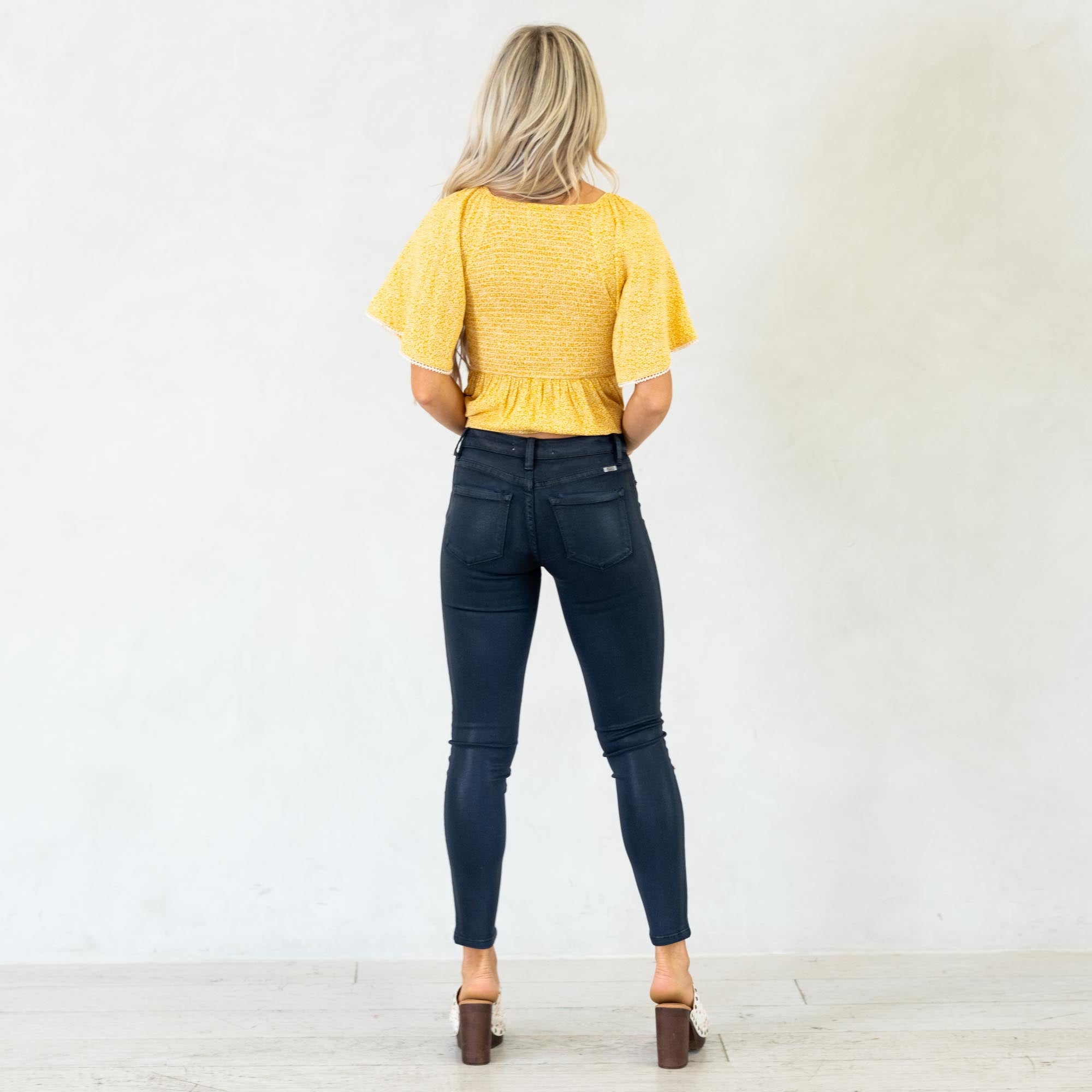 KanCan Mellie High Rise Coated Skinny Jeans Dark Blue Wash