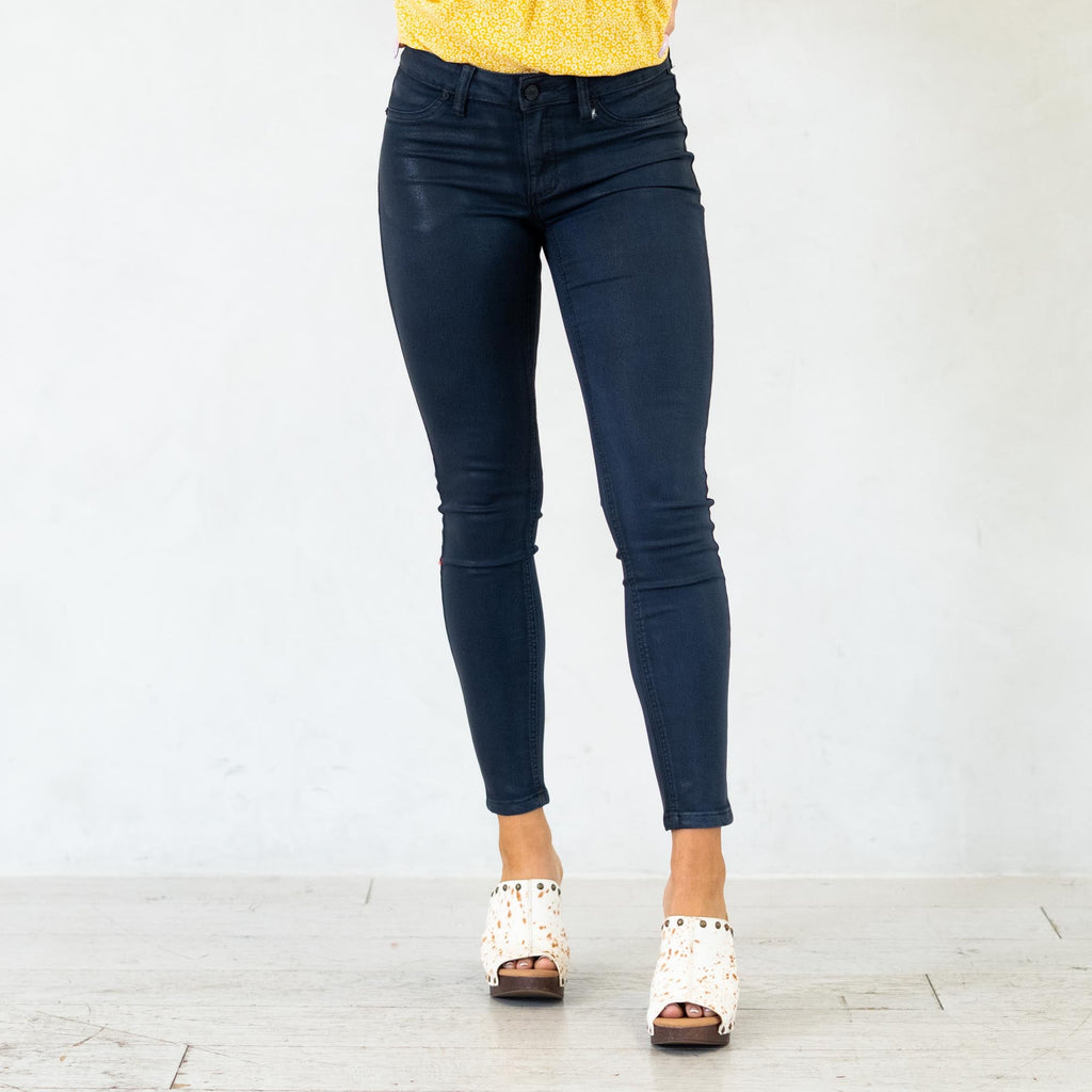 KanCan Mellie High Rise Coated Skinny Jeans Dark Blue Wash