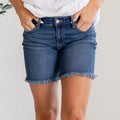 KanCan Chelsea Mid Rise Midi Shorts Dark Blue Wash