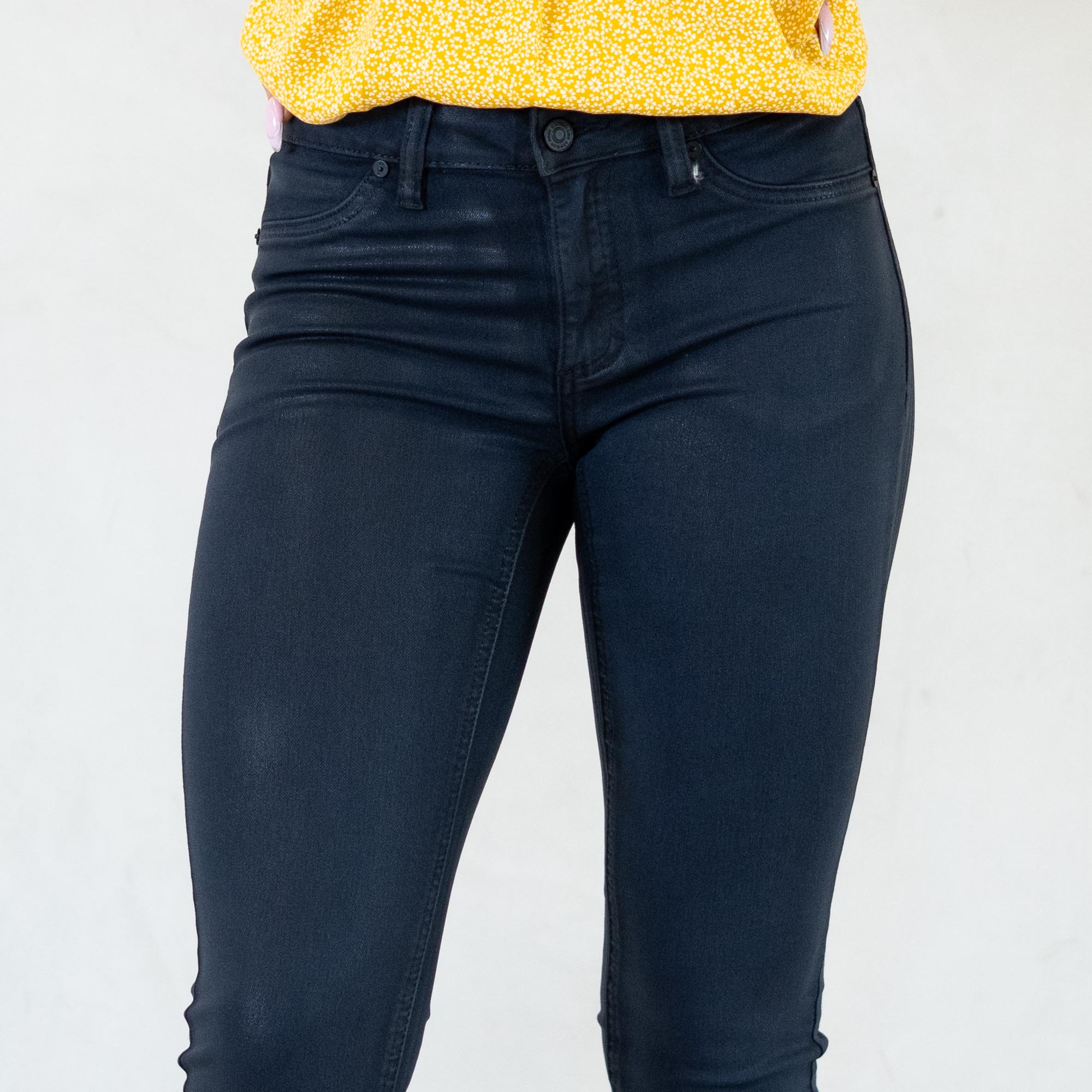 KanCan Mellie High Rise Coated Skinny Jeans Dark Blue Wash