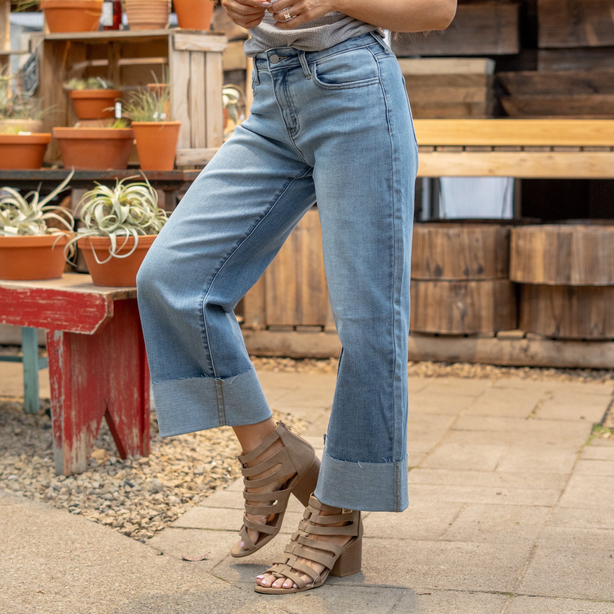KanCan Leslie High Rise Crop Wide Leg