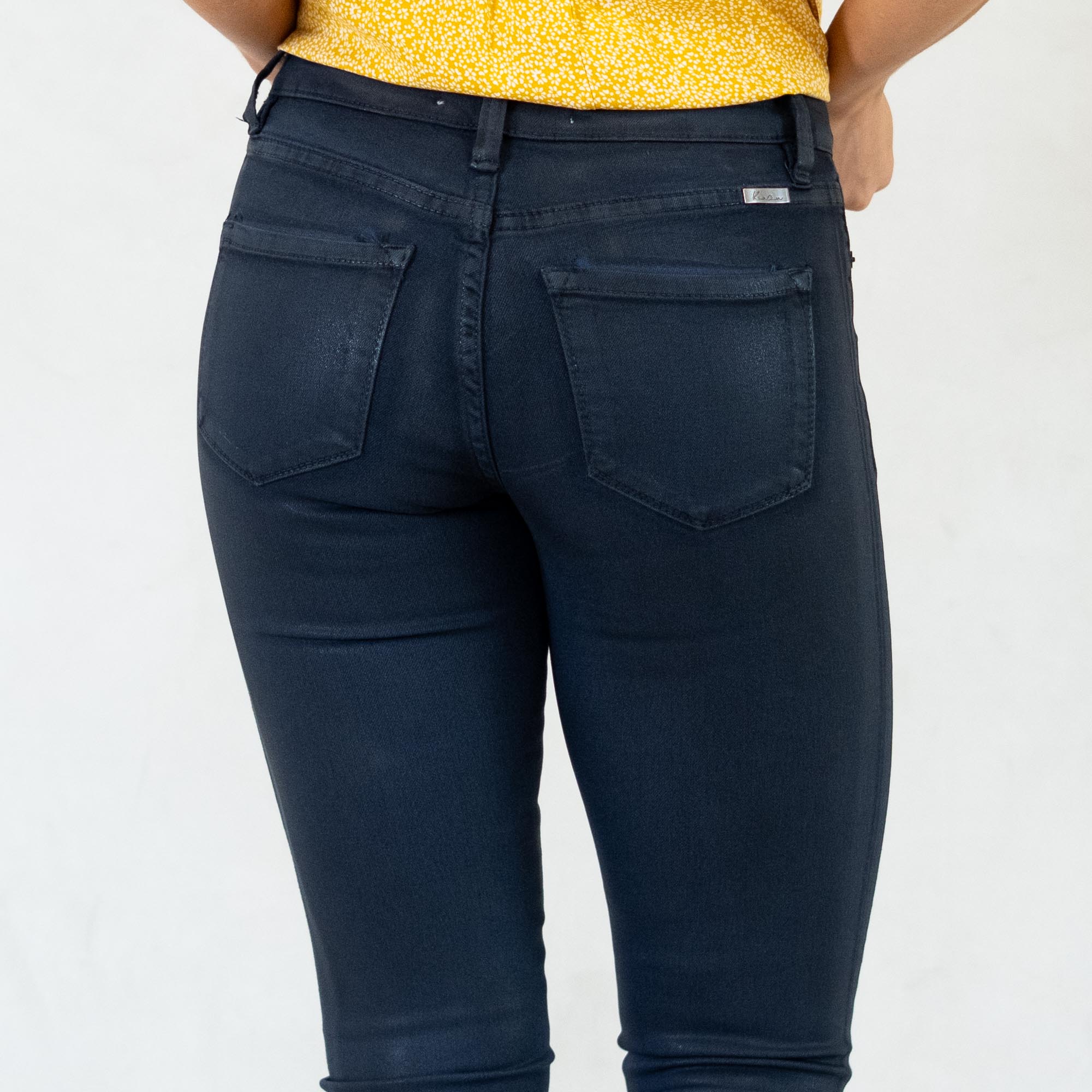 KanCan Mellie High Rise Coated Skinny Jeans Dark Blue Wash