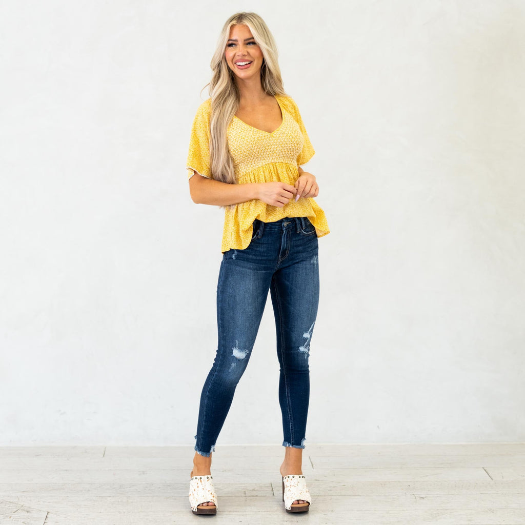 KanCan Fiora Mid Rise Ankle Skinny Jeans Dark Blue Wash