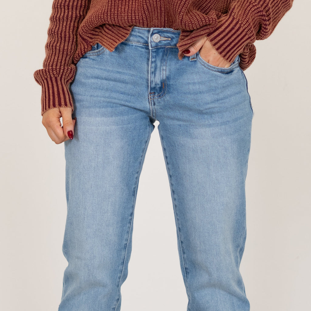 KanCan Tiffany Essentials Low Rise Straight Leg Light Wash
