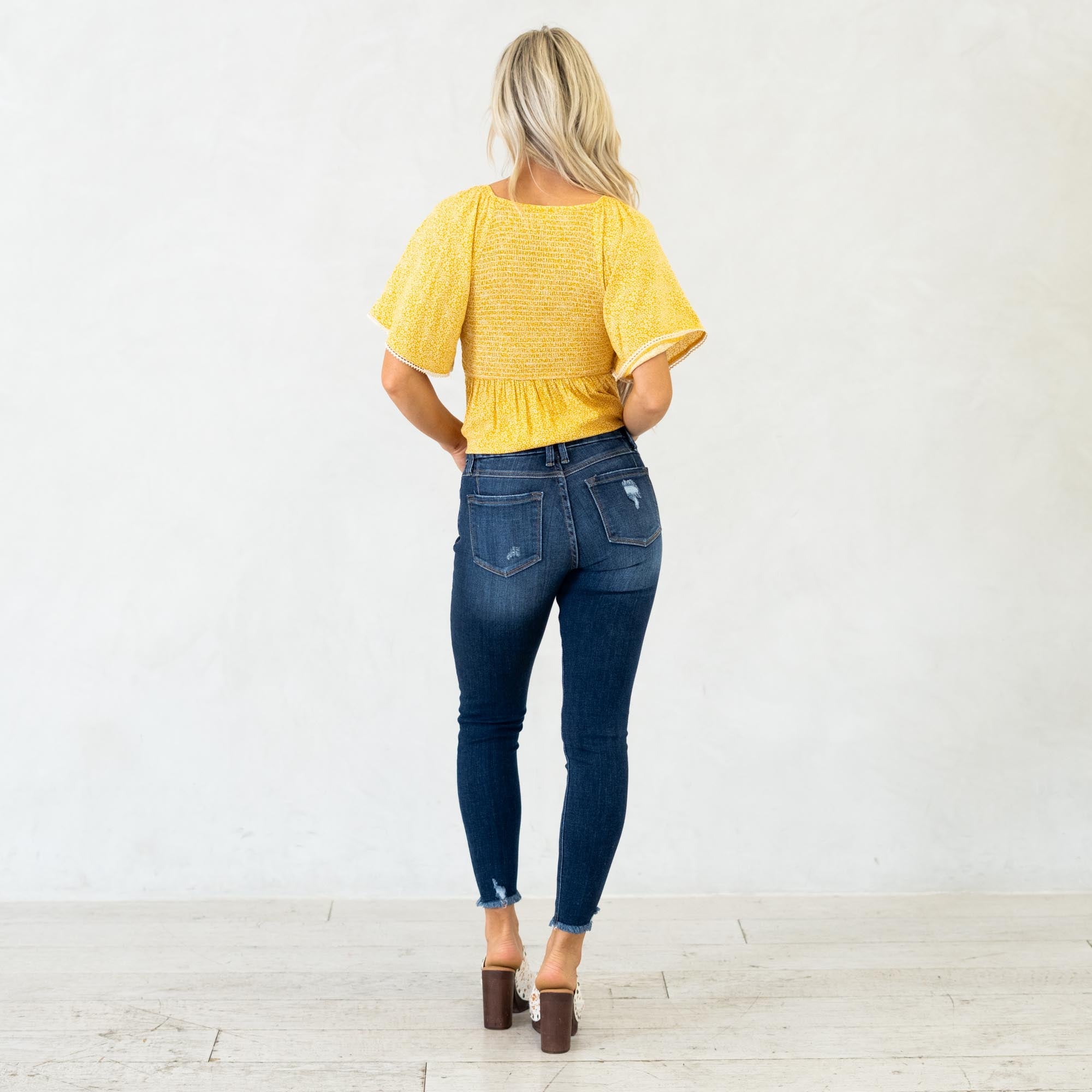 KanCan Fiora Mid Rise Ankle Skinny Jeans Dark Blue Wash