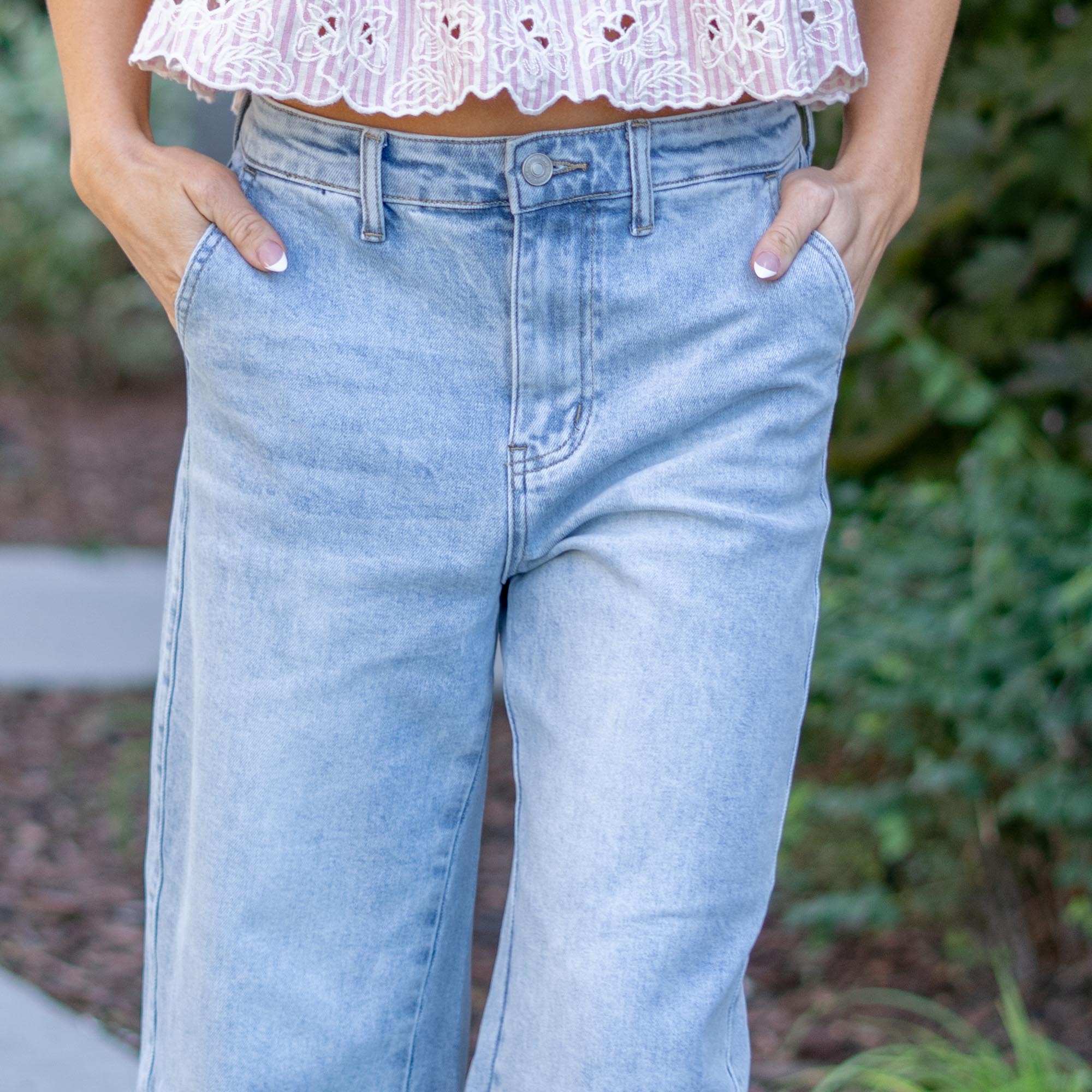 KanCan Marine Low Slung Crop Barrel Medium Blue Wash