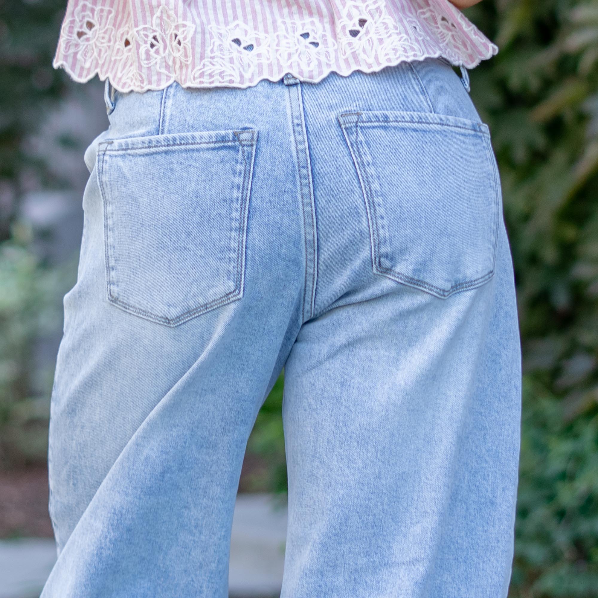 KanCan Marine Low Slung Crop Barrel Medium Blue Wash