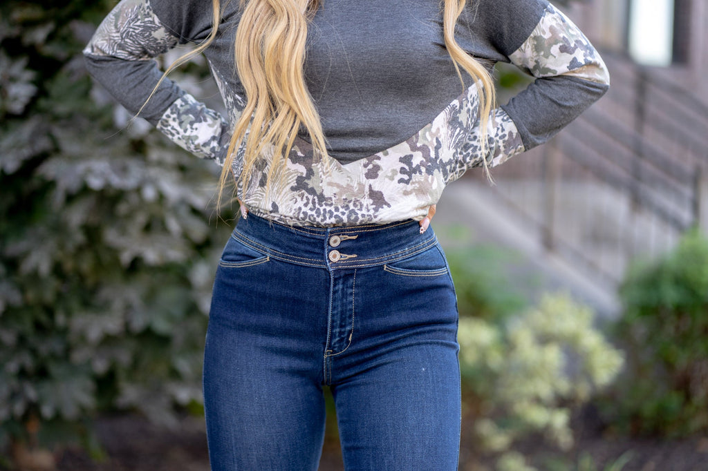 Seren High Rise Exposed Button Bootcut